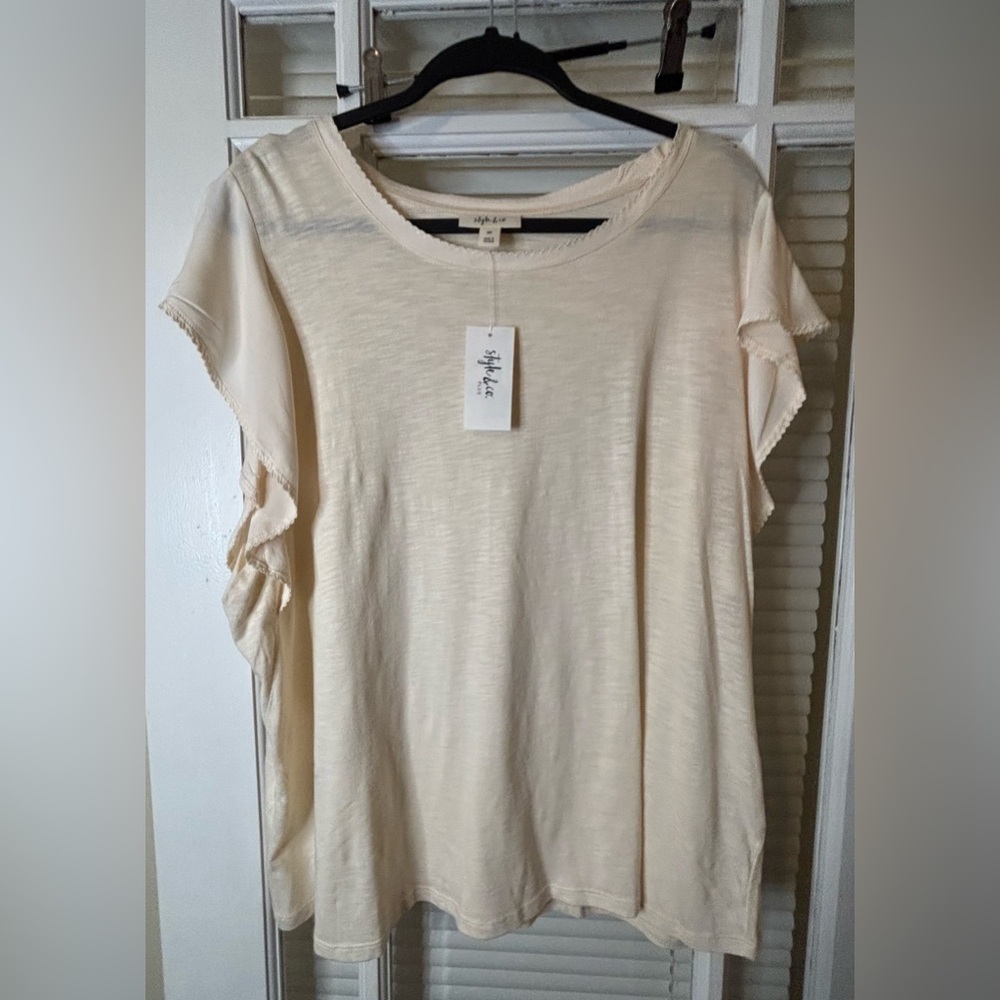 Style & Co Women's Cream Top-2X